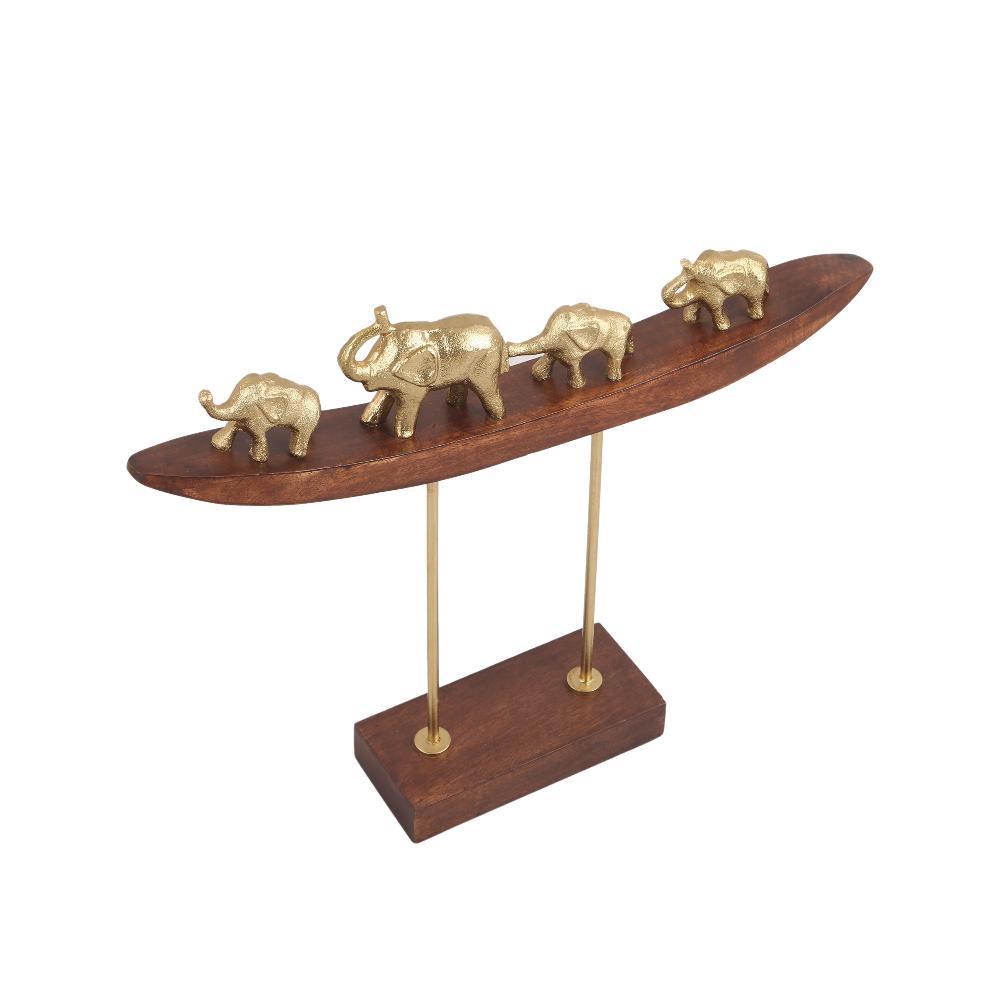 Elephant Family Sculpture On Stand | Showpiece for Living Room | Home Decor Item