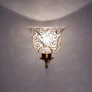 Traditional Antique Brass Wall Light with Frosted Glass Shades with Jaipuri designing on glass