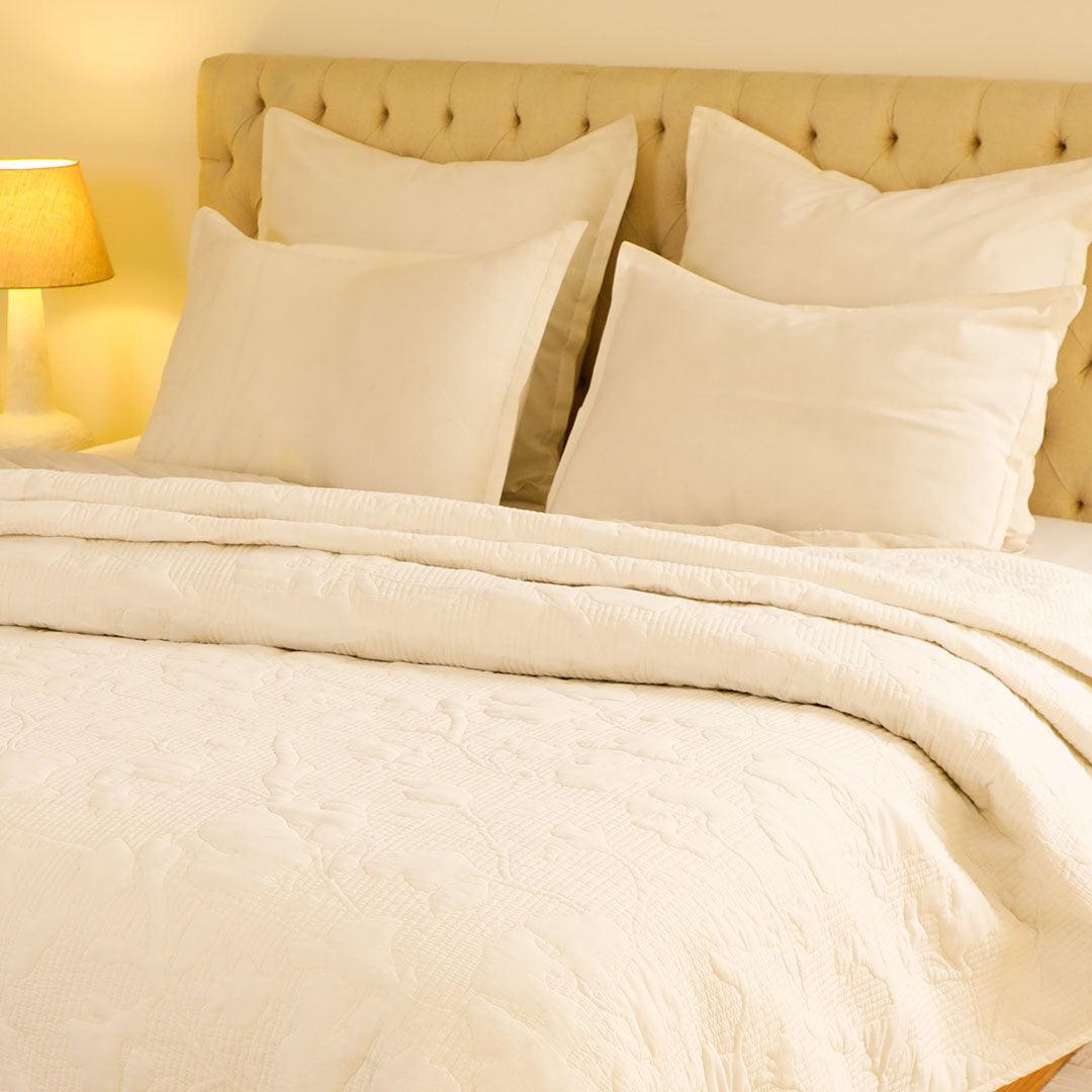 Adara Off-White Bedspread | Cotton Voile