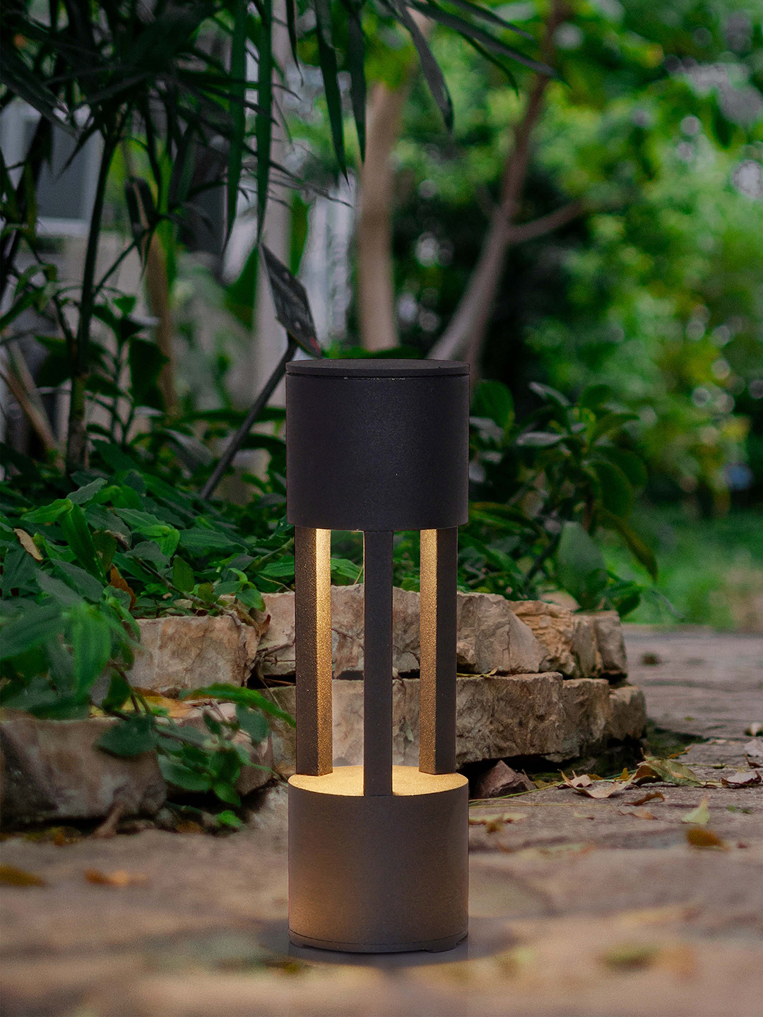 Cast Aluminium Black Powder Coated 12-inch Bollard Pathway Light