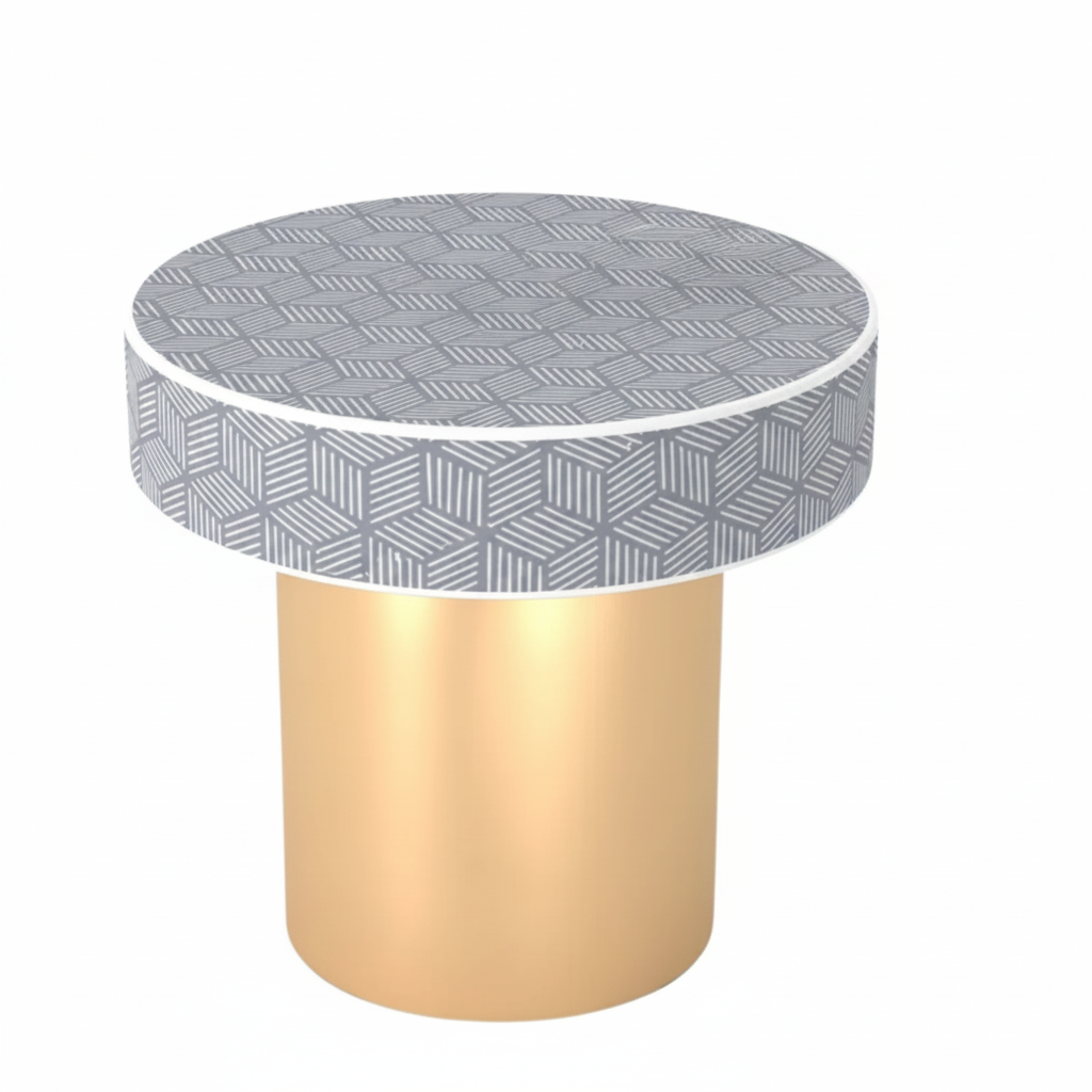Inlay Round Side Table- Geo
