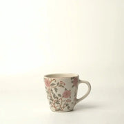 Handcrafted Floral Ceramic Coffee Mug - Stoneware Tea Cup with Pink Flower Design
