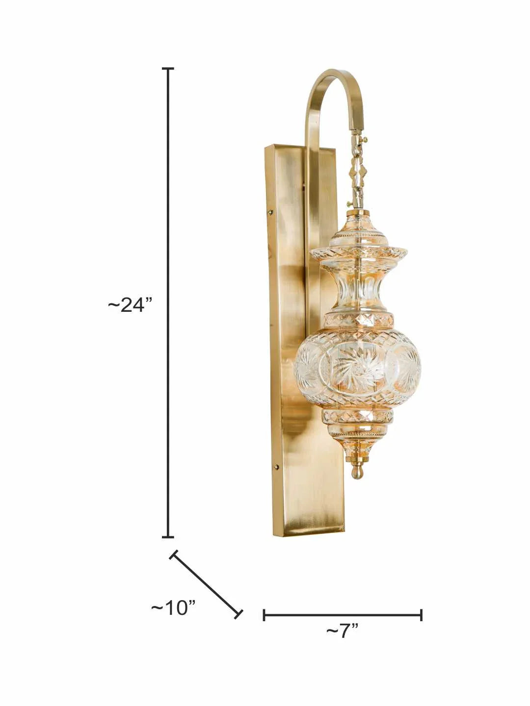 Sun-Kissed Diamonds Dance: Hand-Cut Golden Luster Glass Wall Light - Moroccan Magic