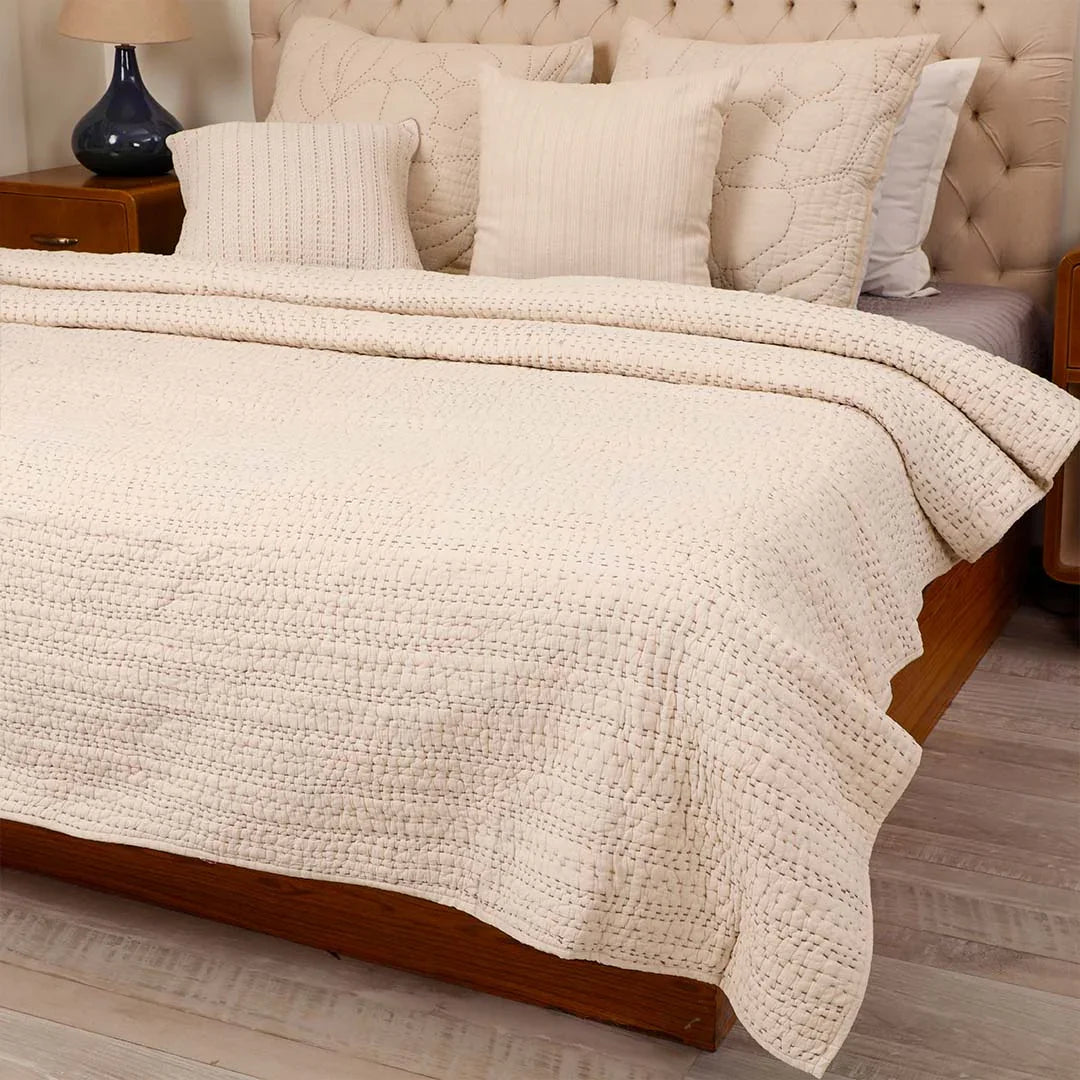 Ashen Pearl Kantha Quilt