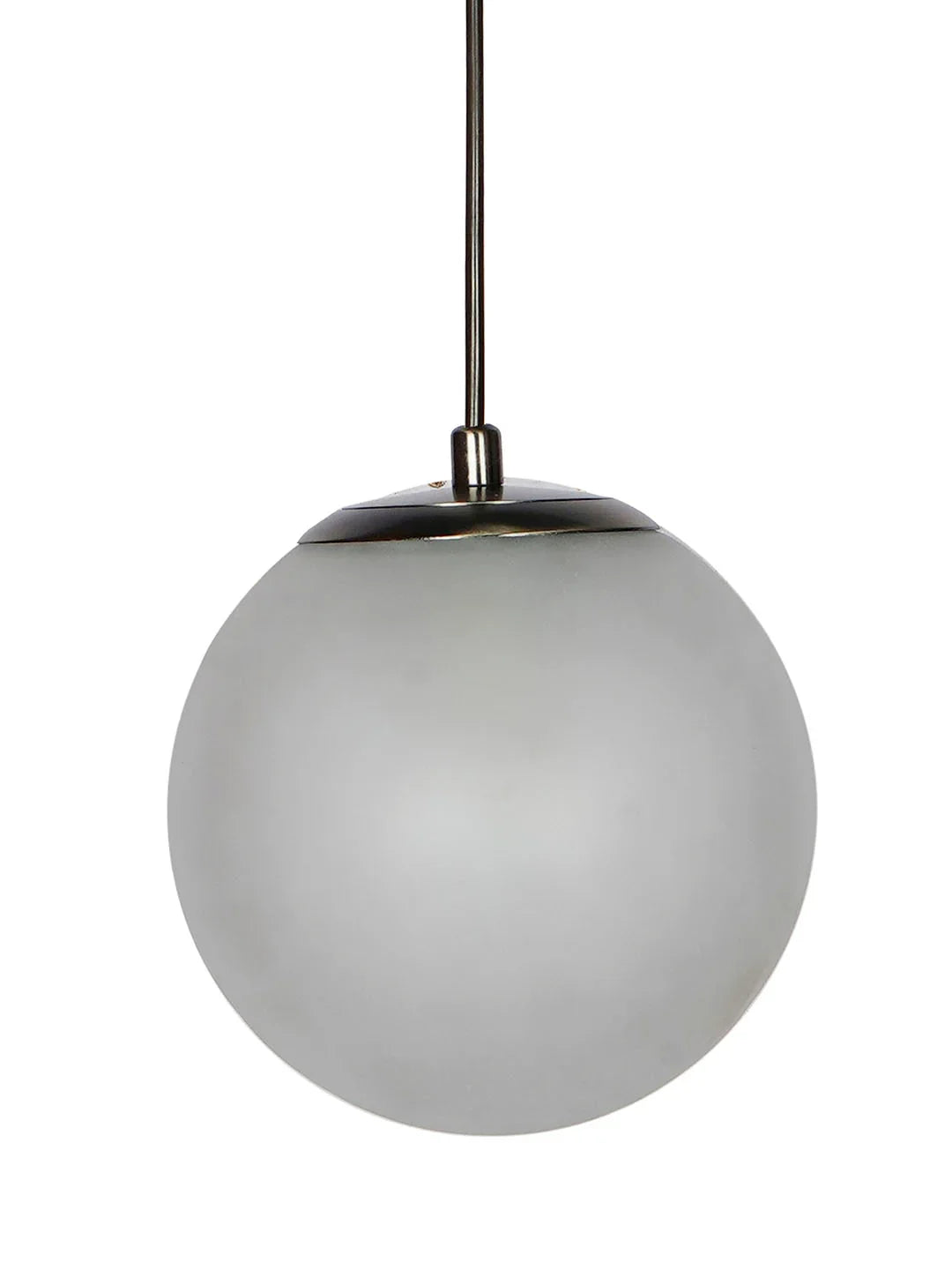 Frosted 6 inch Globe Pendant Light with Antique Brass Fixture