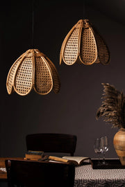 Handcrafted Rattan Flower-Shaped Ceiling Lampshade | Bohemian Style Pendant Light for Bedroom, Dining & Entryway