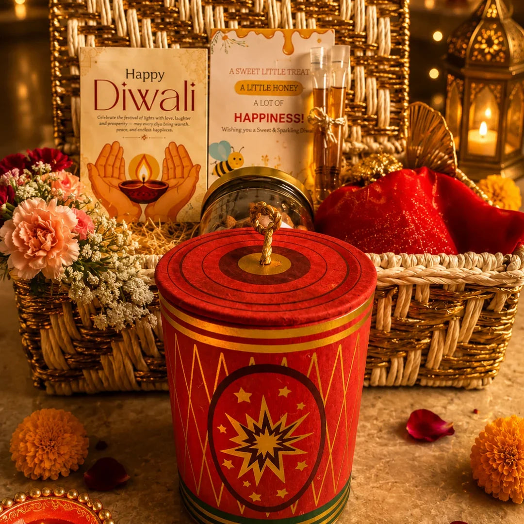 Ruby Glow Golden & White Festive Gift Basket