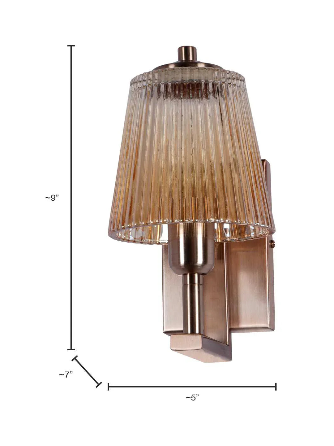 Modern Copper and Glass Ribbed Wall Sconce