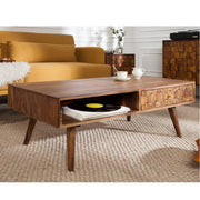 Hexagonal Brick Design Sofa Center Table | Sheesham Wood Coffee Table for Living Room