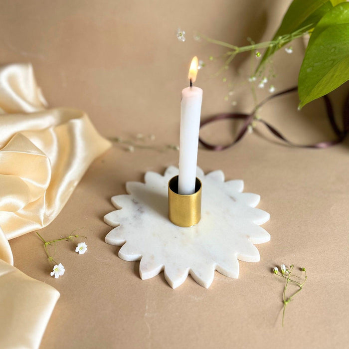 Marble Candle Holder with Sunflower Shape | Candle Stand