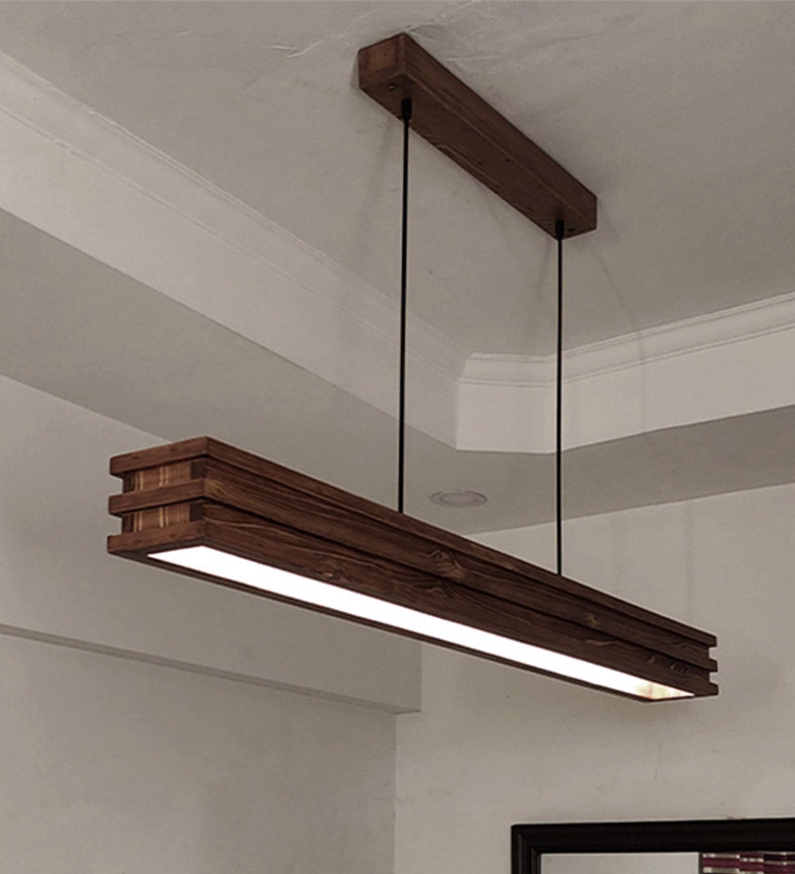 Artline Brown Wooden Led Single Hanging Lamp