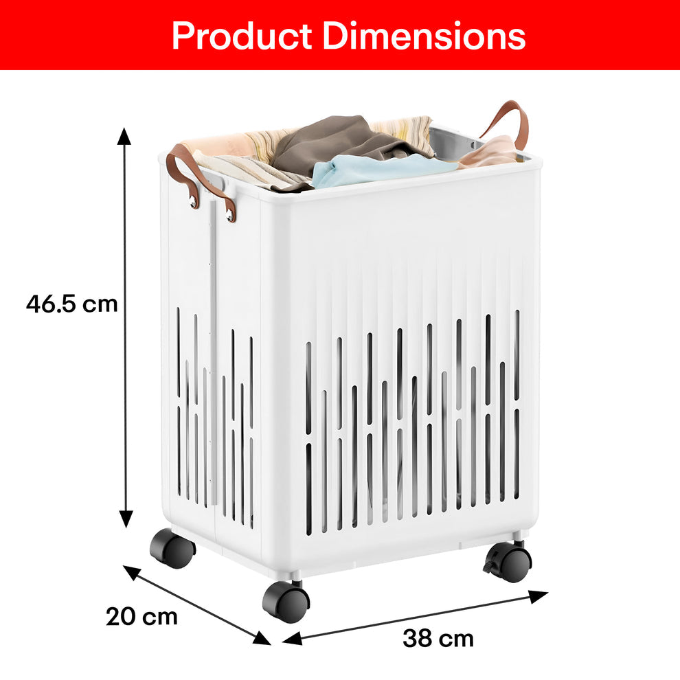 Foldable Laundry Basket with Wheels – Portable Laundry Bag/Toy Storage Organizer/Cloth Bin, Washing Clothes Storage Basket, and Movable Storage Solution