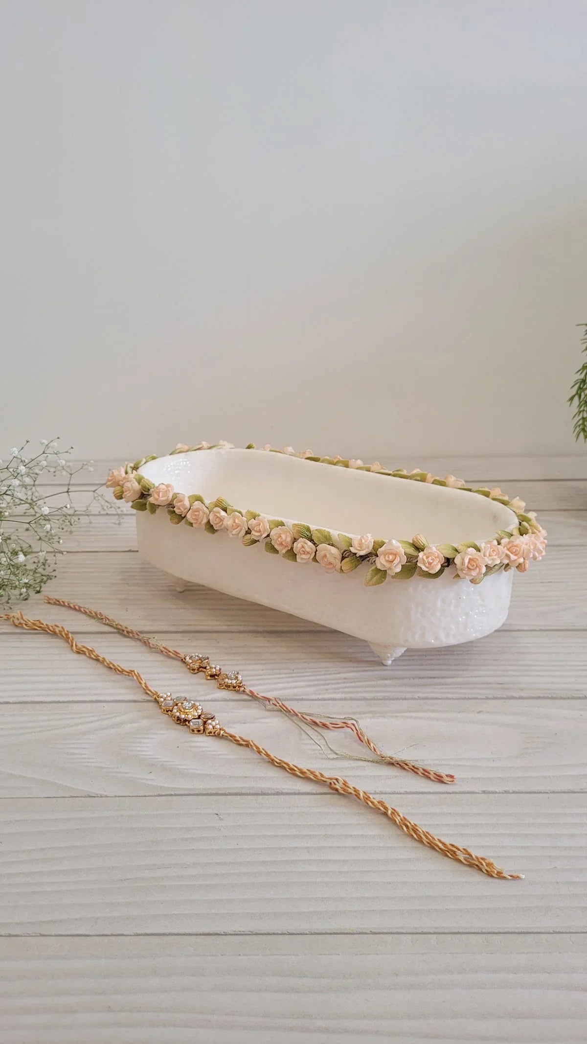 Floral Rimmed Basket