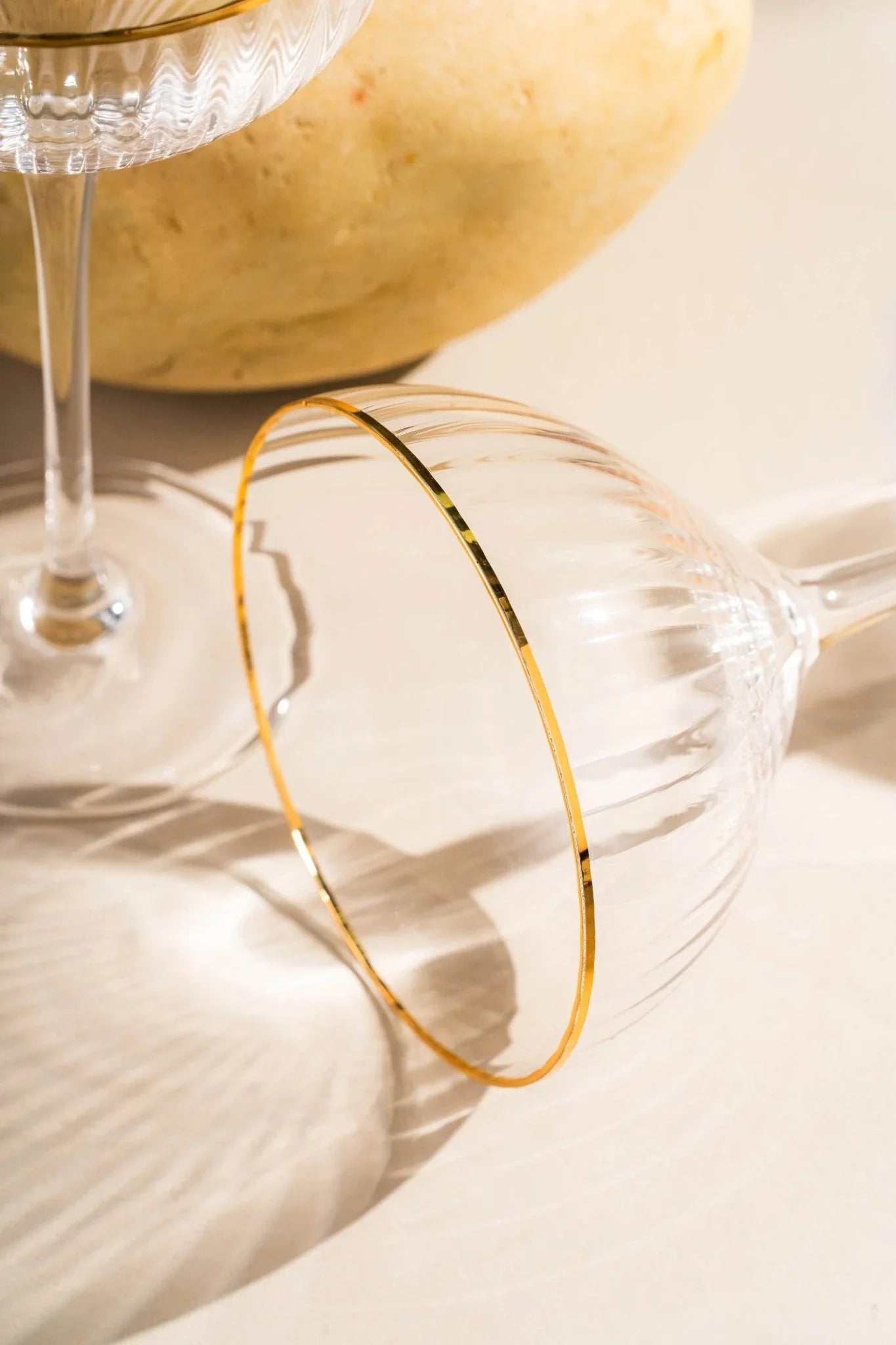 Clear Coupe Martini Glasses with Golden Rim Set of 6 - Premium Glassware