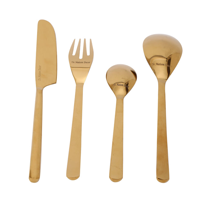 Gold Ava Luxe Cutlery Set of 24 for Dining Table Decor