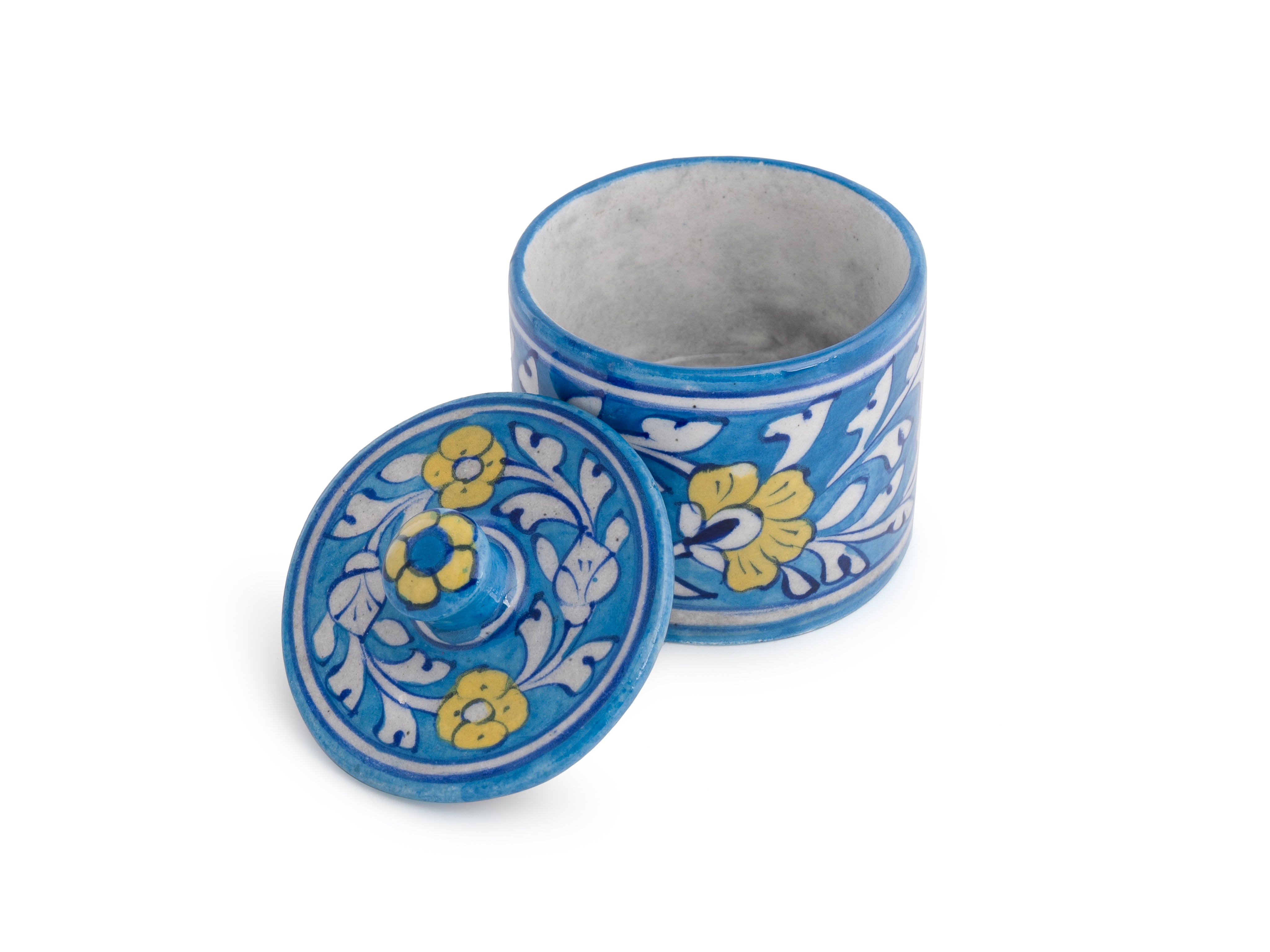 Blue Pottery Box With Lid
