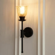 Black Polished Finish Spacer Wall Lamp with Cup Crackled Glass Golden Luster Shade