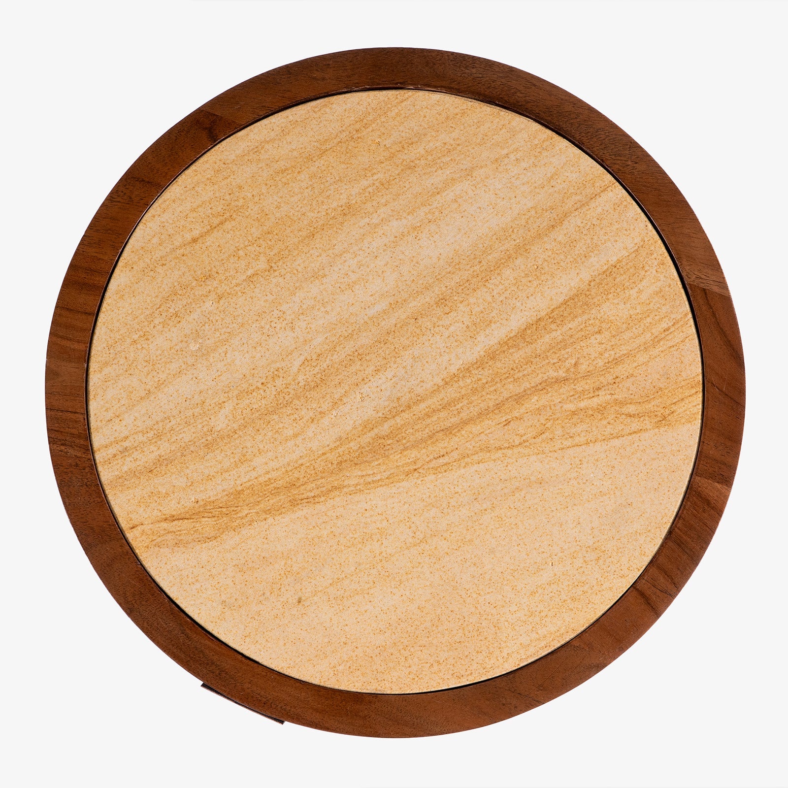 Lusso Premium Side Table | Acacia Wood & Botticino Marble End Tables for Living Room