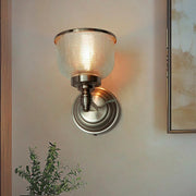 Rose Gold Wall Sconce with Textured Glass Shade | E27 Wall Light Lamp for Living Room Decor