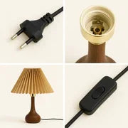 Wooden Table Lamp with Pleated Shade