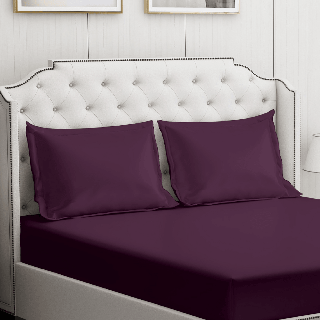 Plum Cotton Bedding Set with 2 Pillow Covers | King Size