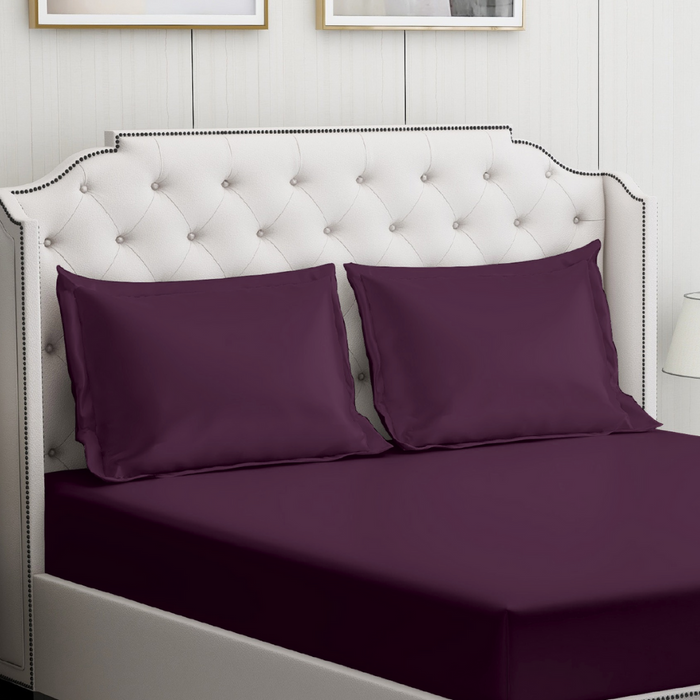 Plum Cotton Bedding Set with 2 Pillow Covers | King Size