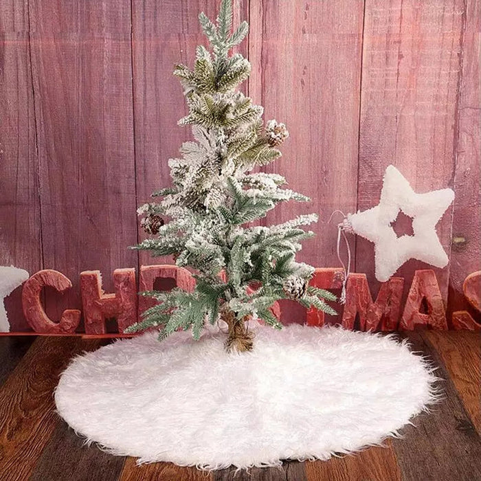 Christmas Tree Skirt - Faux Fur Christmas Tree Mat | Elegant Christmas Tree Base Mat