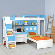 Secure Ladder Access Bunk Bed with Study Table in (Blue & White)