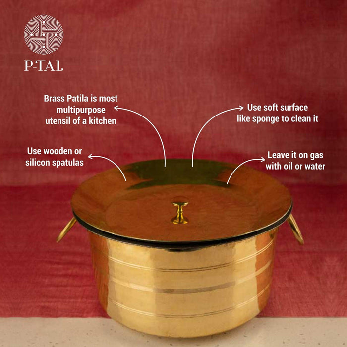 Brass Patila with Lid | Milk Pot & Bhagona | Brass Tapeli for Cooking