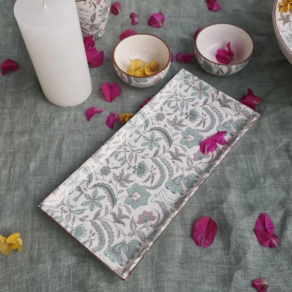 Decoupage rectangle platter | Green