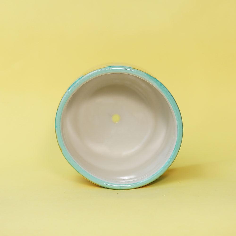 Pastel Diamond Handpainted Ceramic Planter | Multicolor Ceramic Flower Pot for Indoor Plants - 1Pc