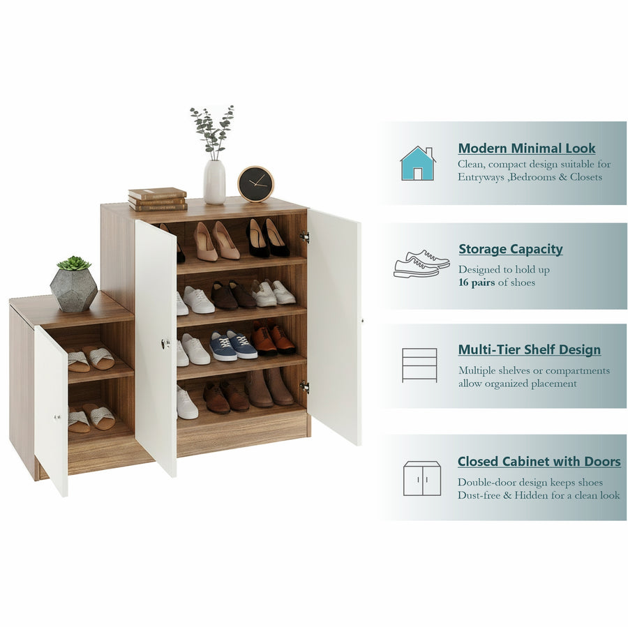Shoe Rack Cabinet with Doors and Storage - Embliss