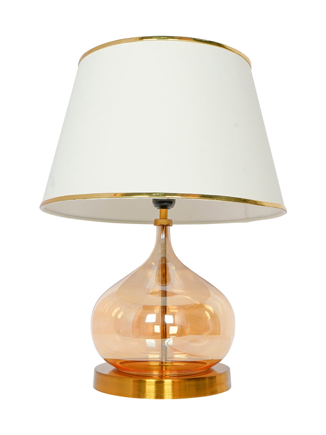 Modern Teardrop Glass Table Lamp with Off-White Shade
