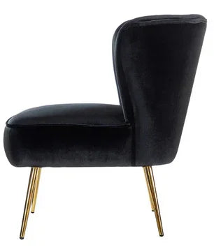 Classic Style Curved Black Velvet Accent Chair