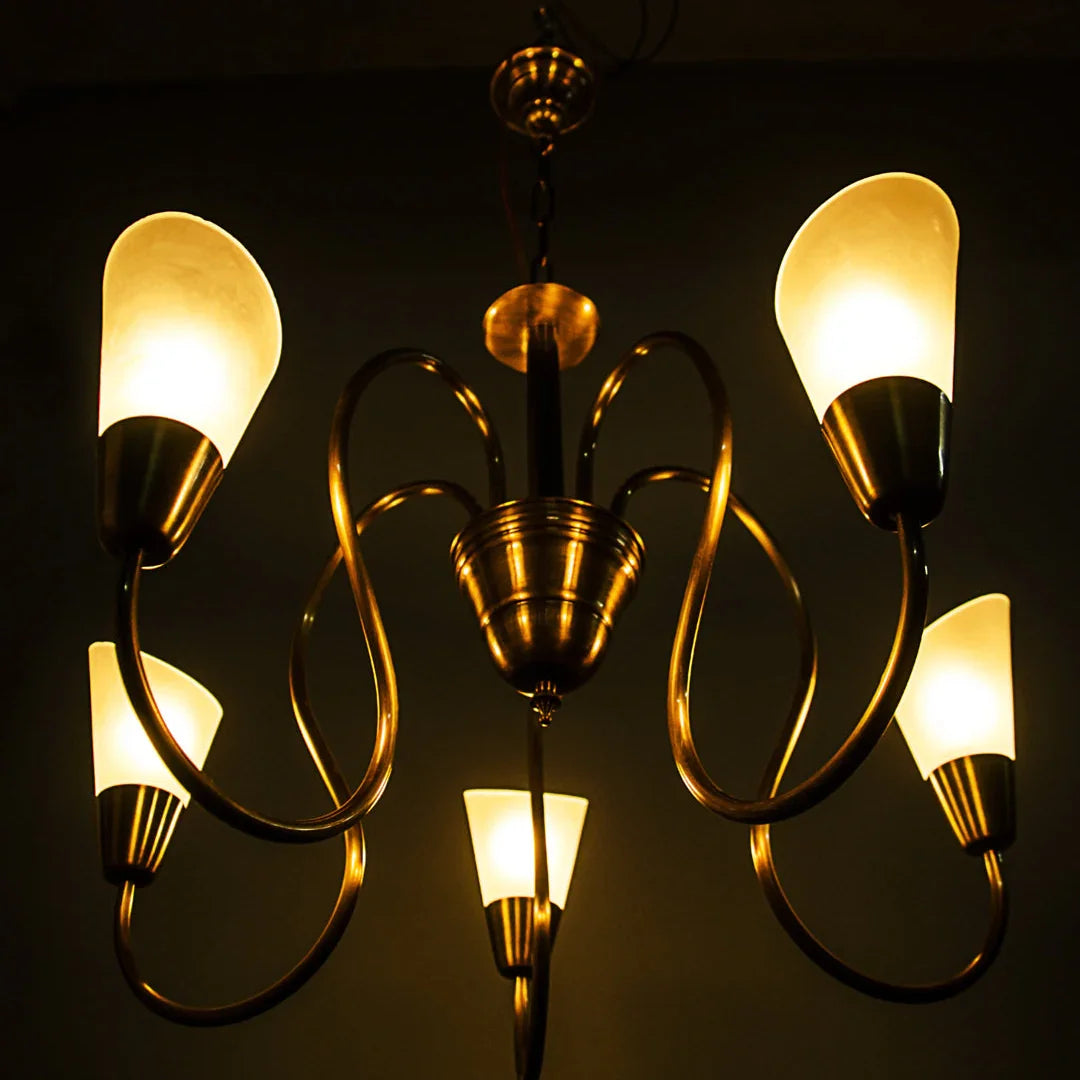 Modern Cone Antique Brass Chandelier