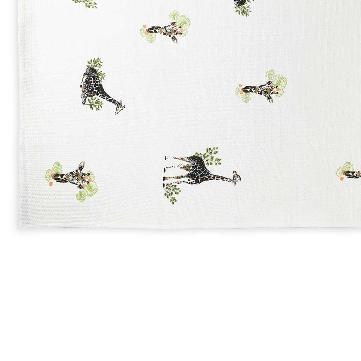Giraffes In My Garden Printed Bath Waffle Towel
