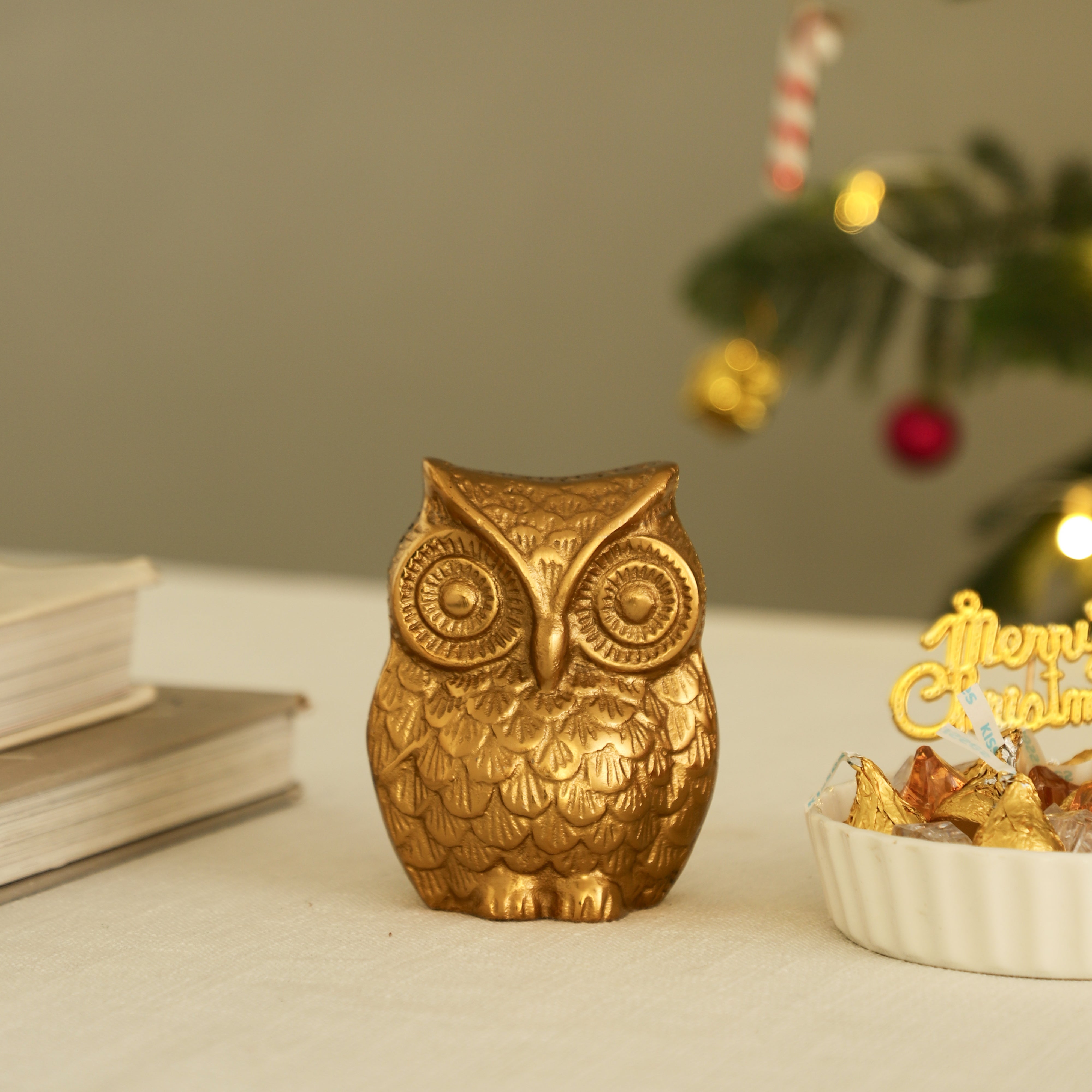 Wise Bonds Rakhi Box with Golden Owl Showpiece