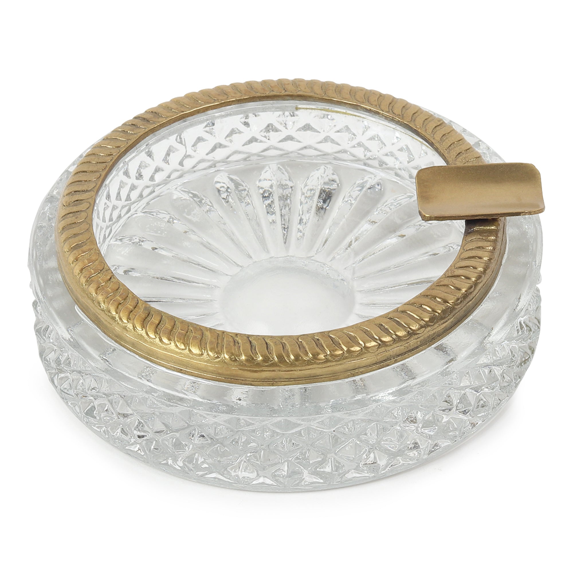 Luxury Crystal Ashtray with Brass Accent | Decorative Ashtray for Home Décor