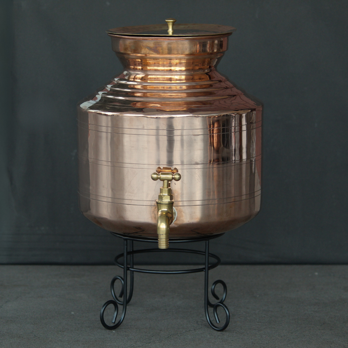 Traditional Copper Water Dispenser With Glass & Tap | Handa For Water