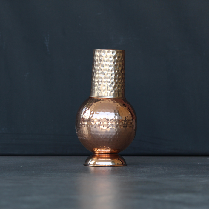 Pure Copper Bedside Water Jar | Antique Surai Design Container