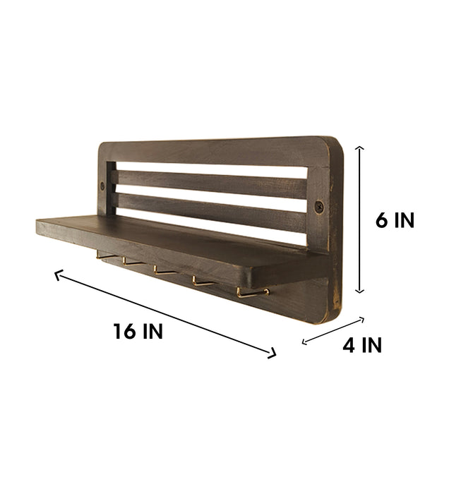 Regus Wooden Wall Shelf Organiser With Key Holders