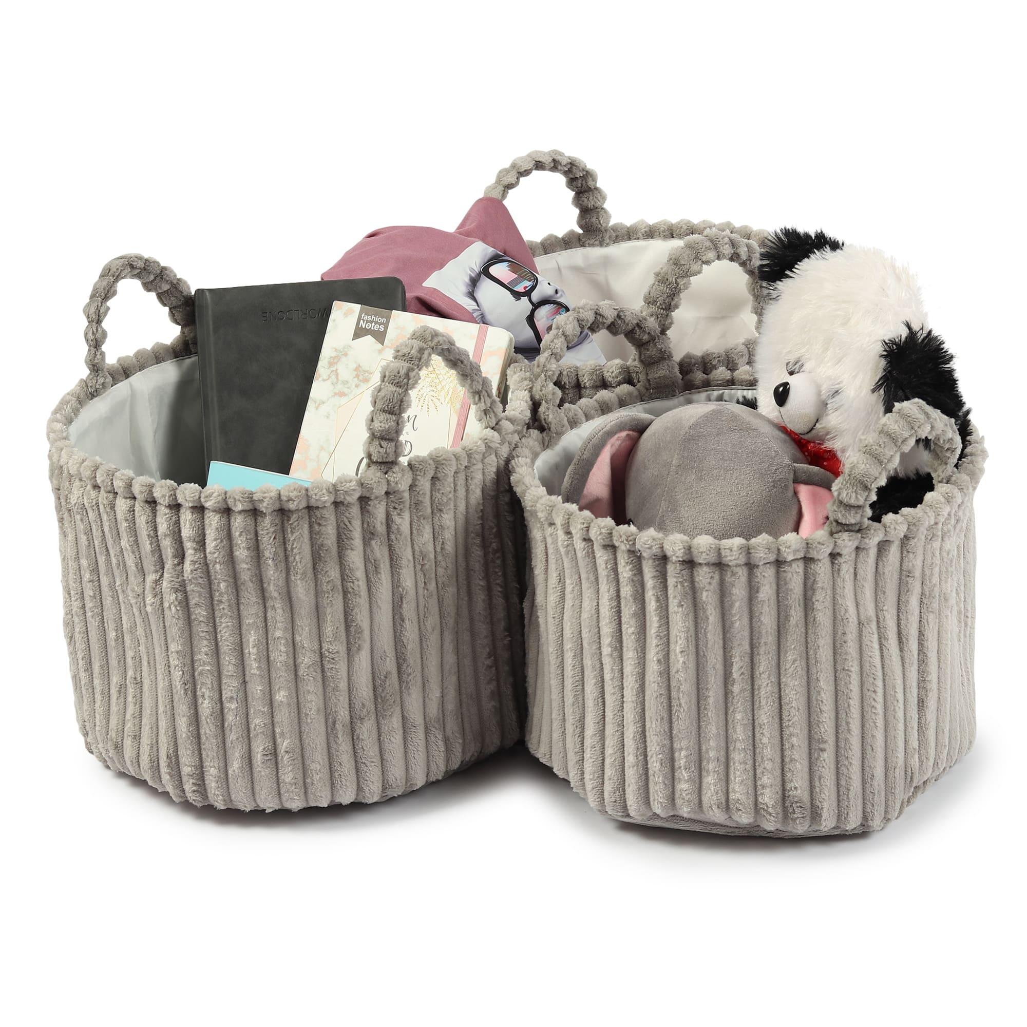 Cloud Weave Fabric Basket Soft Grey Set of 3