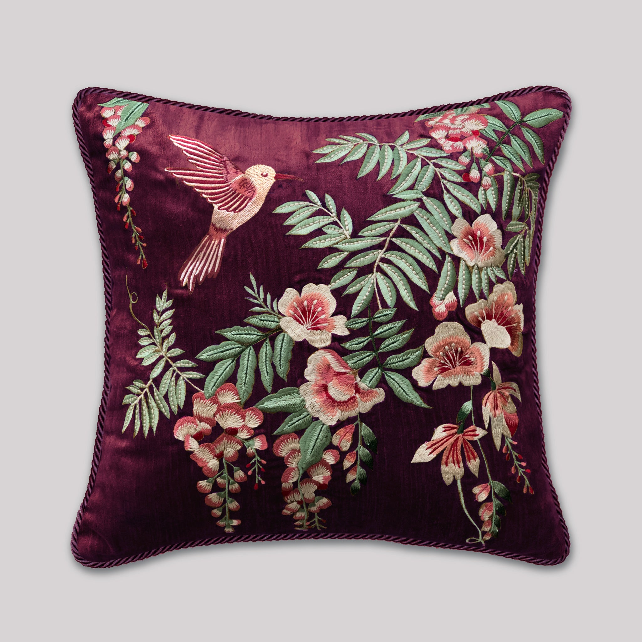 Symphony of Songbird Embroidery Cushion Cover - 18x18