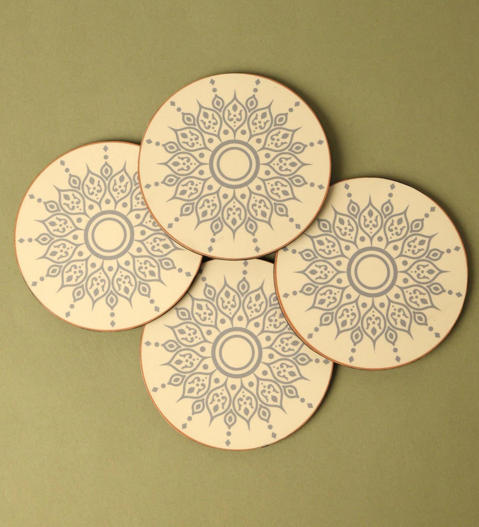 Blue Bloom Wood Coaster (Set of 4)