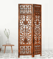 Hand Carved Mango Wood Folding Partition with MDF Jali