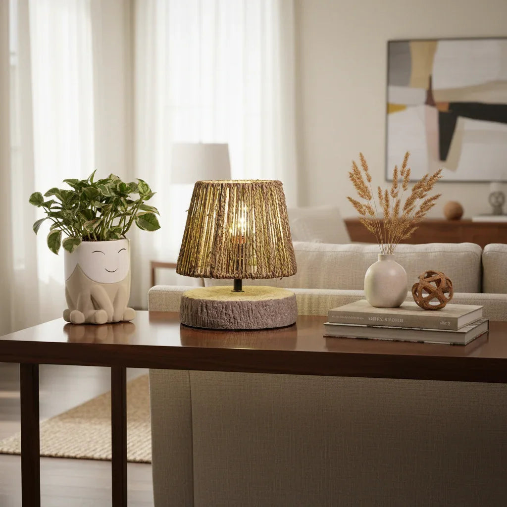 Modern Decorative Table Lamp | Rope Resin Table Lamp for Bedroom Side Table | Night Lamp