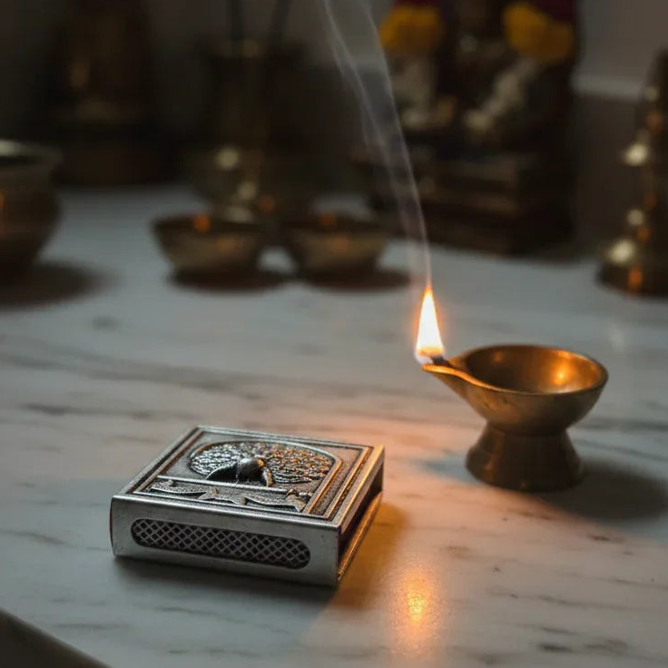 Pure Silver Plated Brass Peacock Matchbox Cover