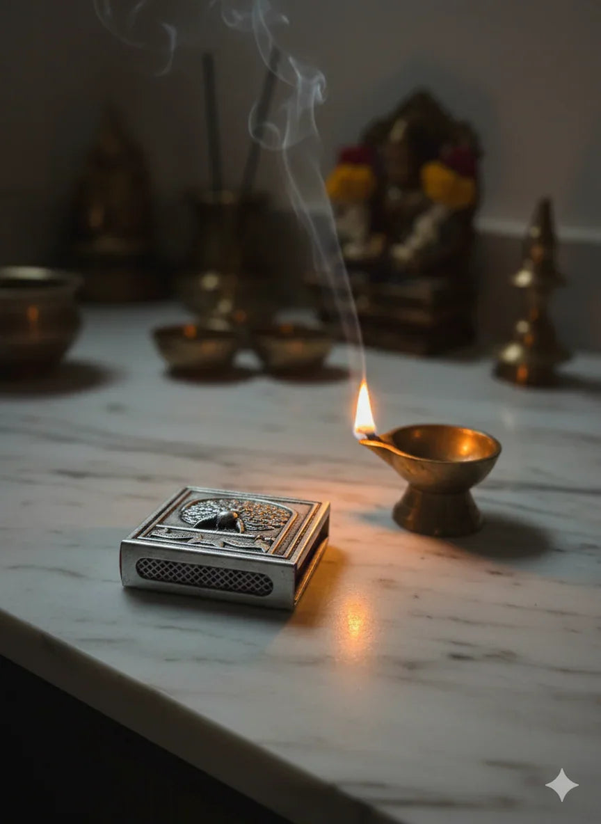 Pure Silver Plated Brass Peacock Matchbox Cover
