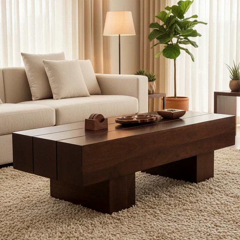 Logatto Sheesham Wood Coffee Table | Wooden Center Table for Living Room | Sofa Center Table