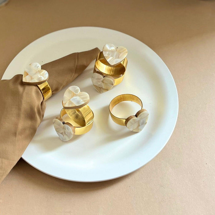 Mother of Pearl Napkin Rings Set of 6 | Napkin Holder for Table Decor